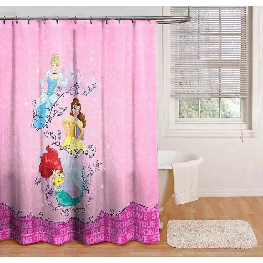 Disney Princess Shower Curtain + Soap Dispenser Bundle
